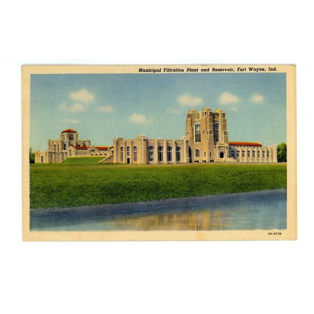 Vintage Postcard Fort Wayne Indiana Municipal Plant Reservoir USA Unposted
